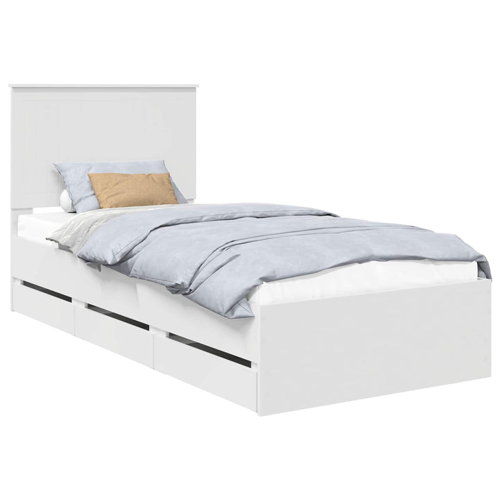 Sengestel med skuffe Hvid 90 x 190 cm Ingeniørtræ