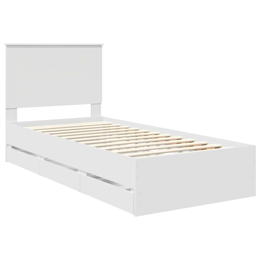 Sengestel med skuffe Hvid 90 x 190 cm Ingeniørtræ
