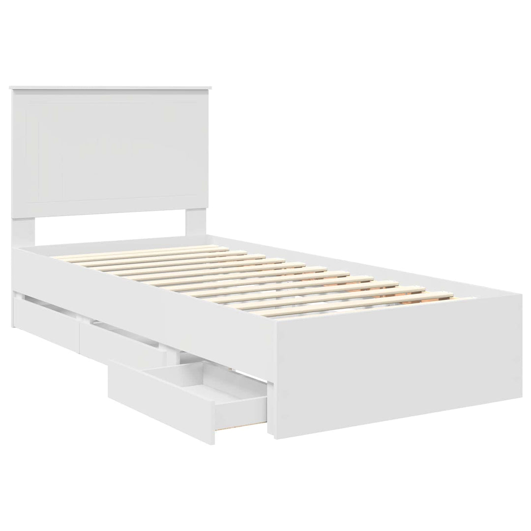 Sengestel med skuffe Hvid 90 x 190 cm Ingeniørtræ