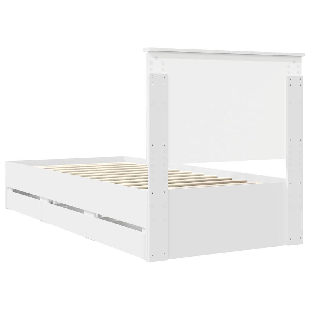 Sengestel med skuffe Hvid 90 x 190 cm Ingeniørtræ