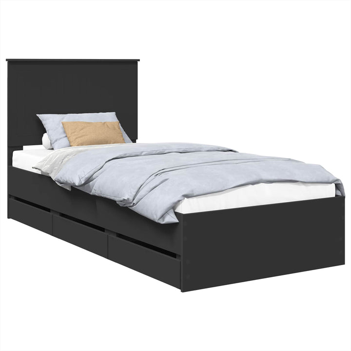 Sengestel med skuffe Sort 90 x 190 cm Ingeniørtræ
