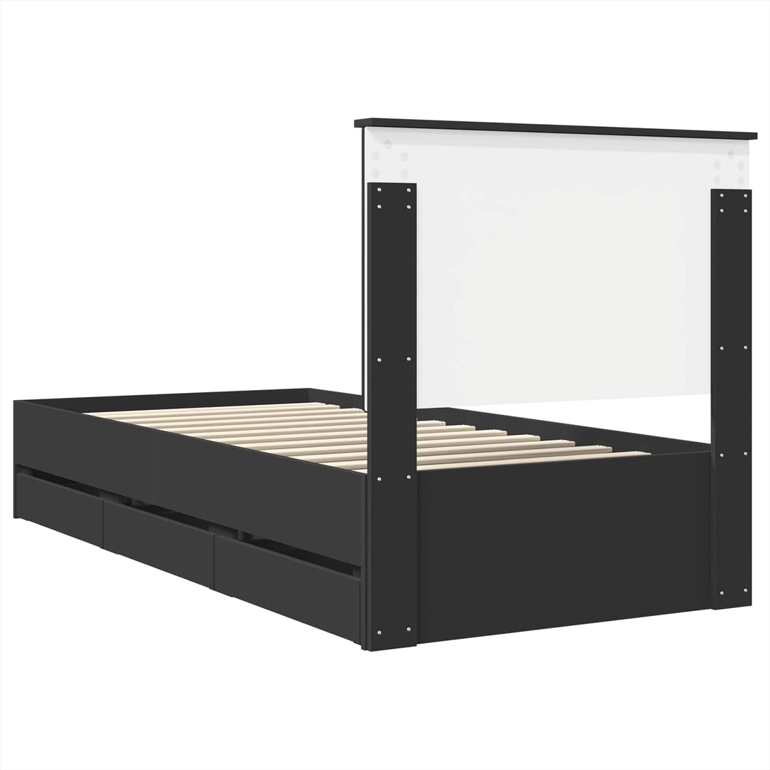 Sengestel med skuffe Sort 90 x 190 cm Ingeniørtræ