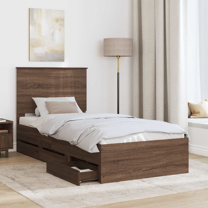 Sengestel med skuffe Brun eg 90 x 190 cm Ingeniørtræ