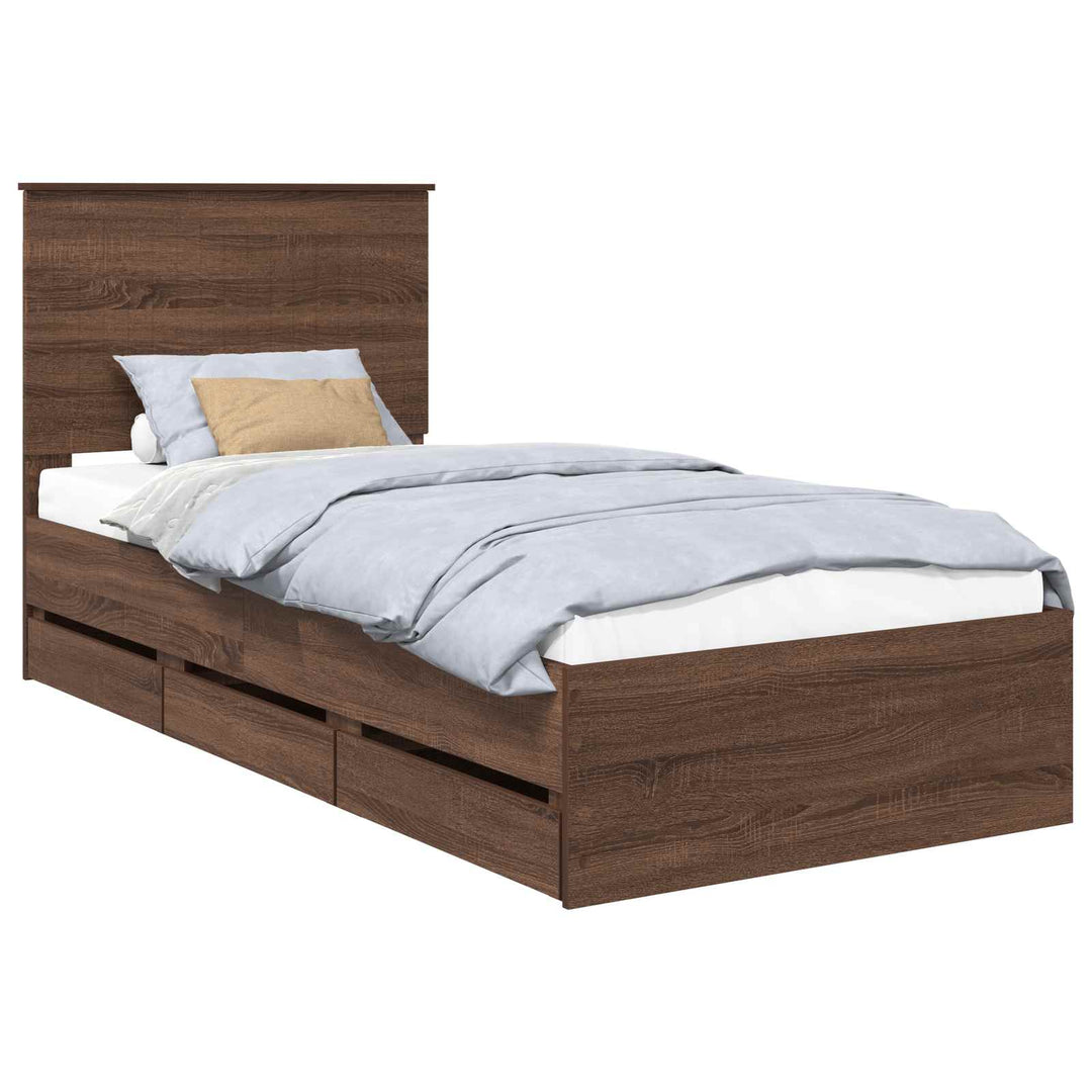 Sengestel med skuffe Brun eg 90 x 190 cm Ingeniørtræ