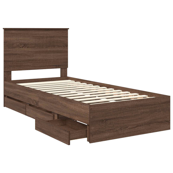 Sengestel med skuffe Brun eg 90 x 190 cm Ingeniørtræ