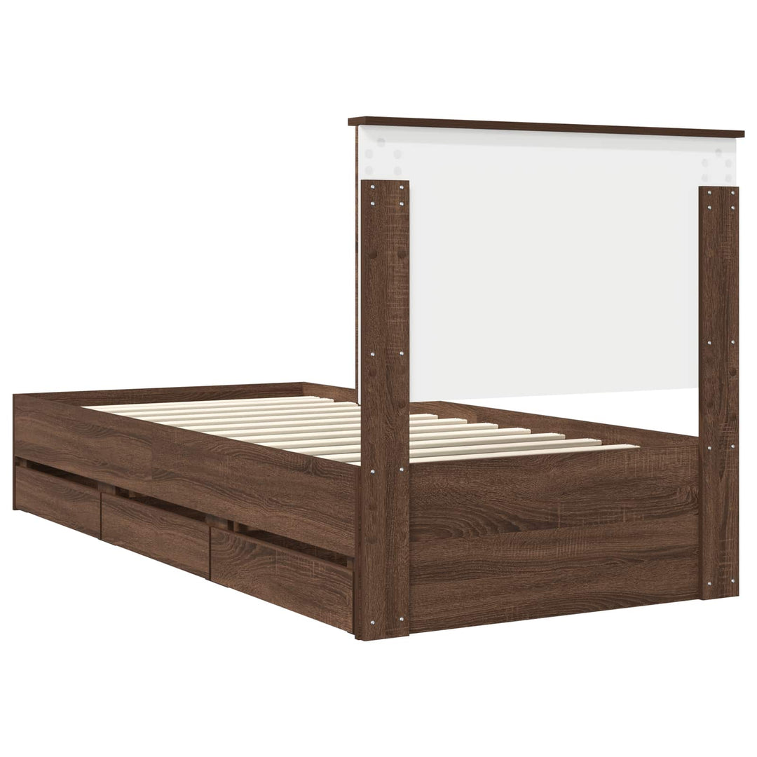 Sengestel med skuffe Brun eg 90 x 190 cm Ingeniørtræ