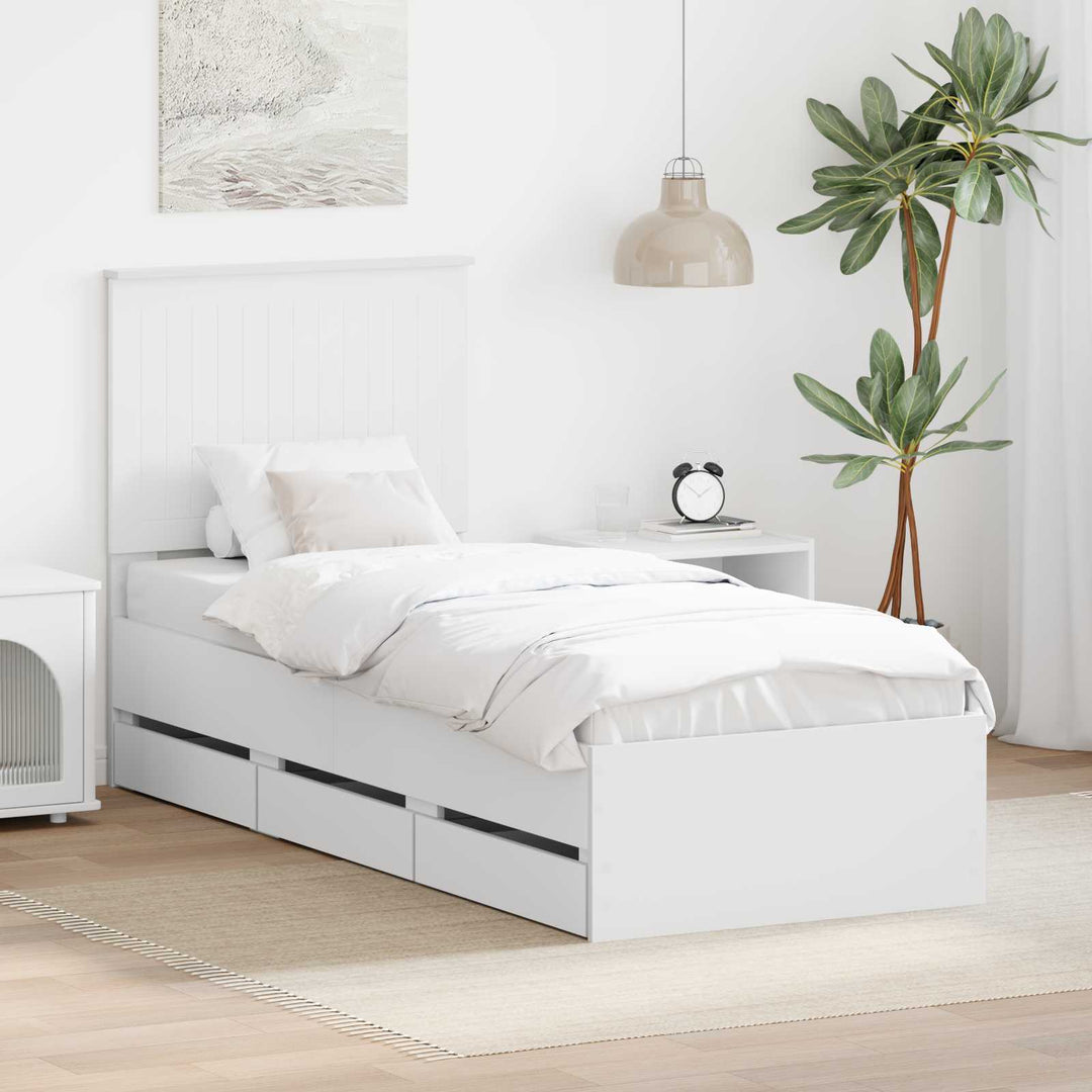Sengestel med skuffe Hvid 75 x 190 cm Ingeniørtræ