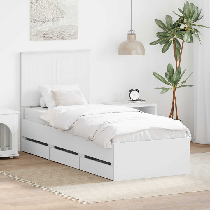 Sengestel med skuffe Hvid 75 x 190 cm Ingeniørtræ