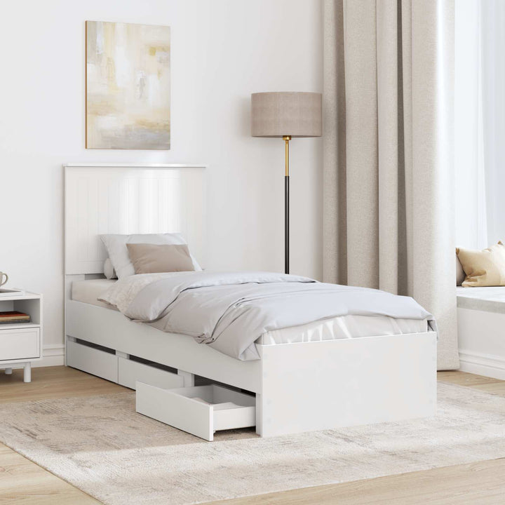 Sengestel med skuffe Hvid 75 x 190 cm Ingeniørtræ