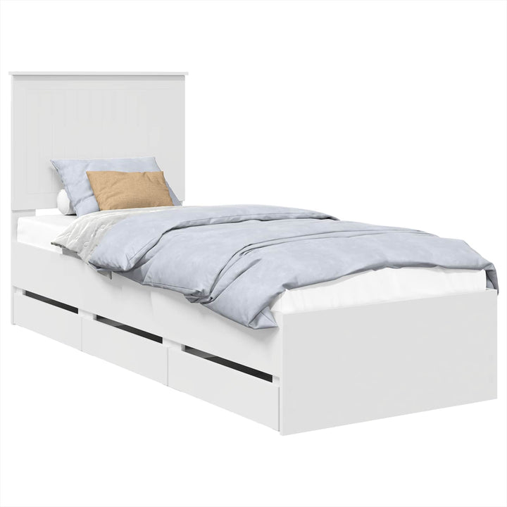 Sengestel med skuffe Hvid 75 x 190 cm Ingeniørtræ