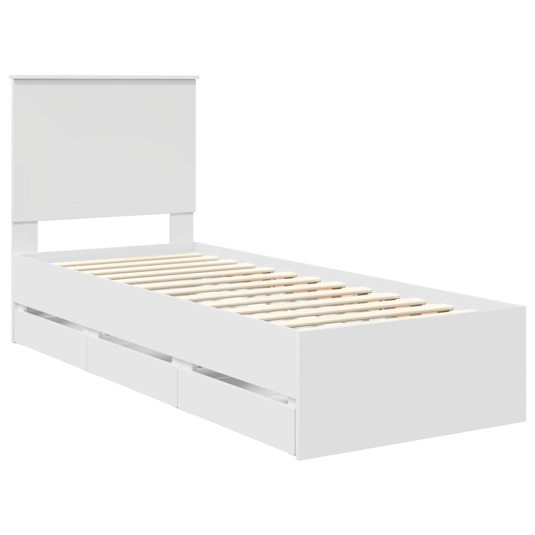 Sengestel med skuffe Hvid 75 x 190 cm Ingeniørtræ