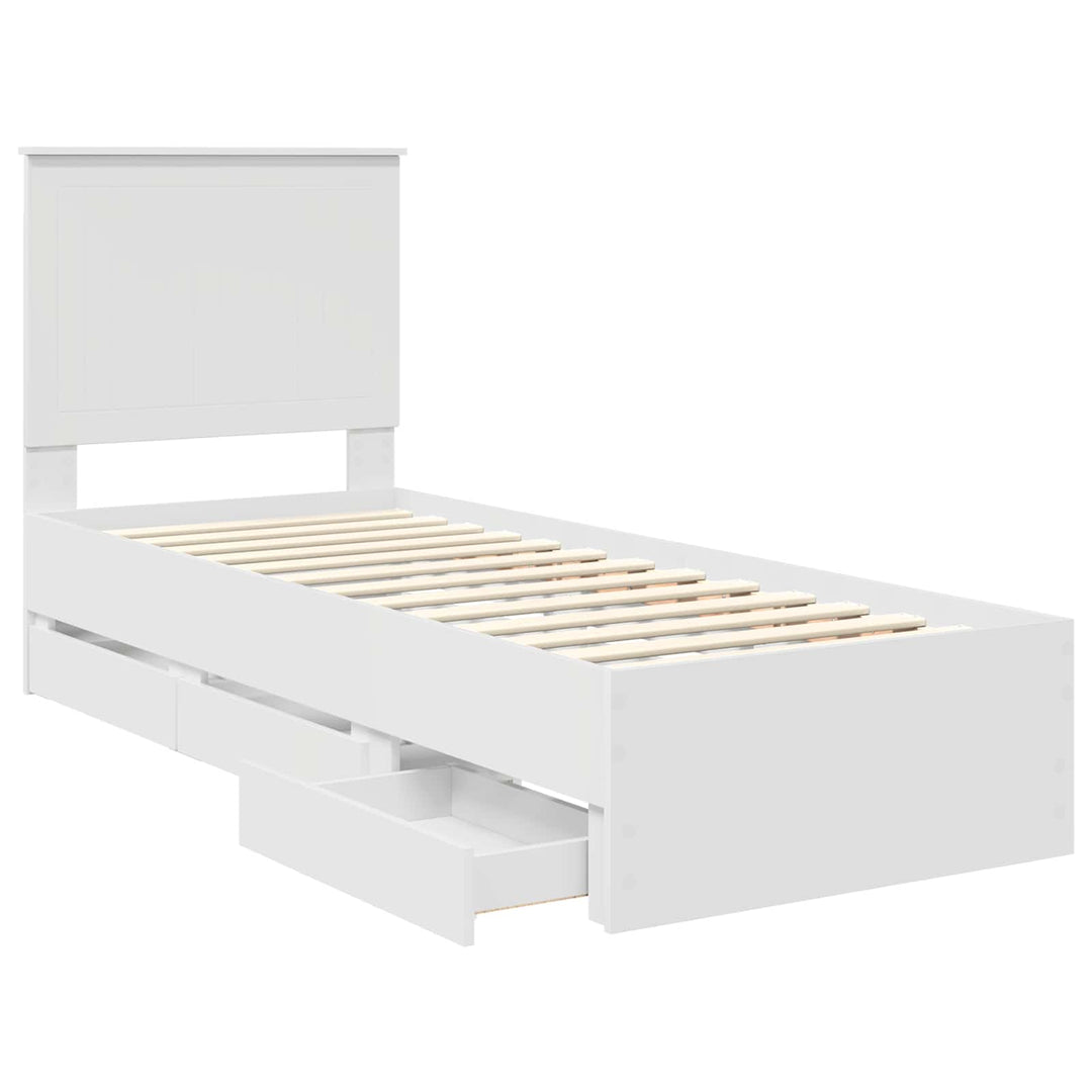 Sengestel med skuffe Hvid 75 x 190 cm Ingeniørtræ