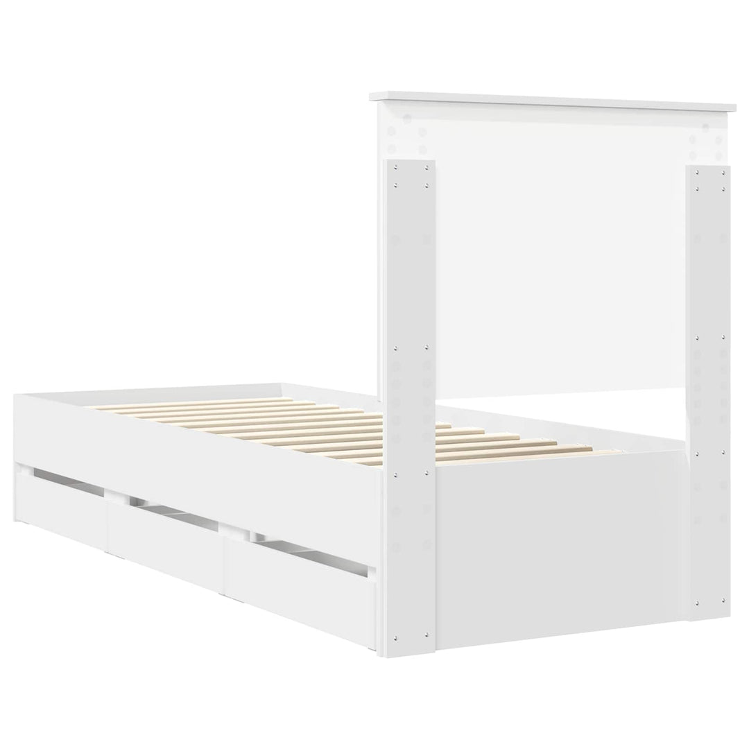 Sengestel med skuffe Hvid 75 x 190 cm Ingeniørtræ
