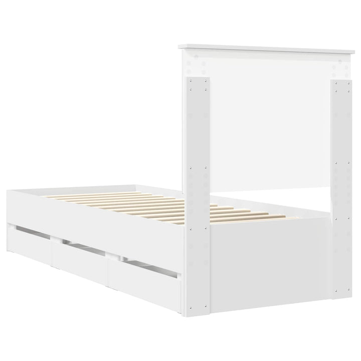Sengestel med skuffe Hvid 75 x 190 cm Ingeniørtræ