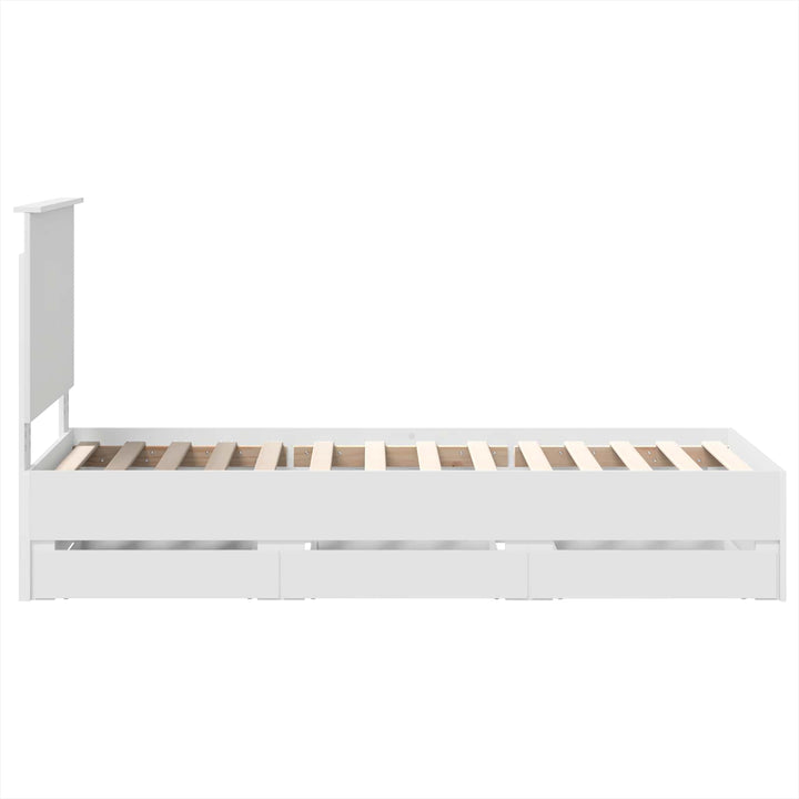 Sengestel med skuffe Hvid 75 x 190 cm Ingeniørtræ