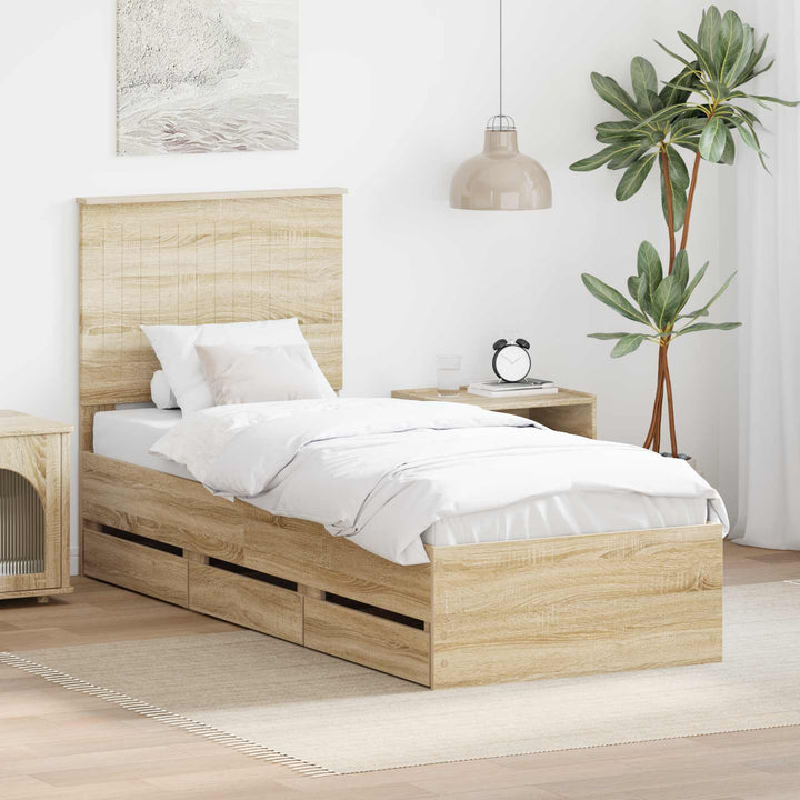 Sengestel med skuffe Sonoma eg 75 x 190 cm Ingeniørtræ