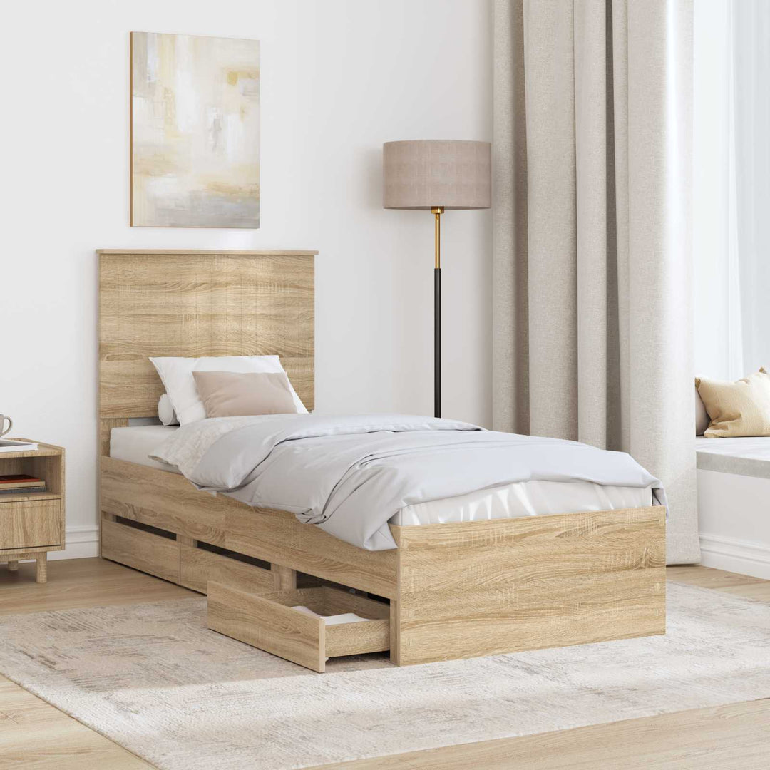 Sengestel med skuffe Sonoma eg 75 x 190 cm Ingeniørtræ