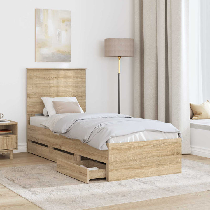 Sengestel med skuffe Sonoma eg 75 x 190 cm Ingeniørtræ