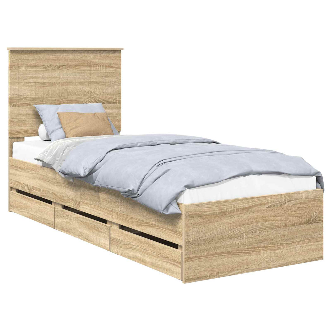 Sengestel med skuffe Sonoma eg 75 x 190 cm Ingeniørtræ