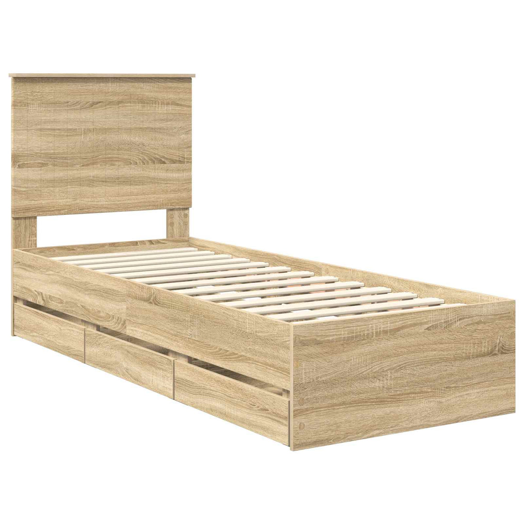Sengestel med skuffe Sonoma eg 75 x 190 cm Ingeniørtræ
