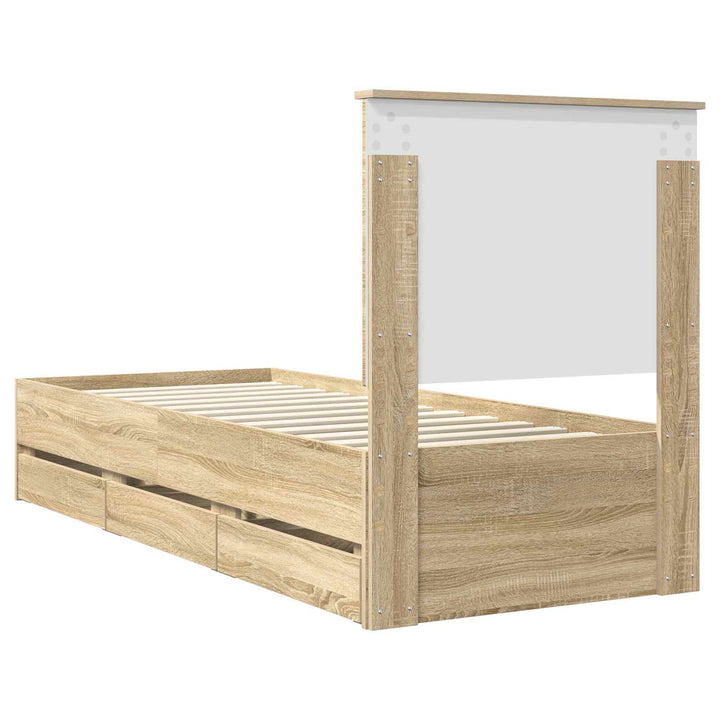 Sengestel med skuffe Sonoma eg 75 x 190 cm Ingeniørtræ