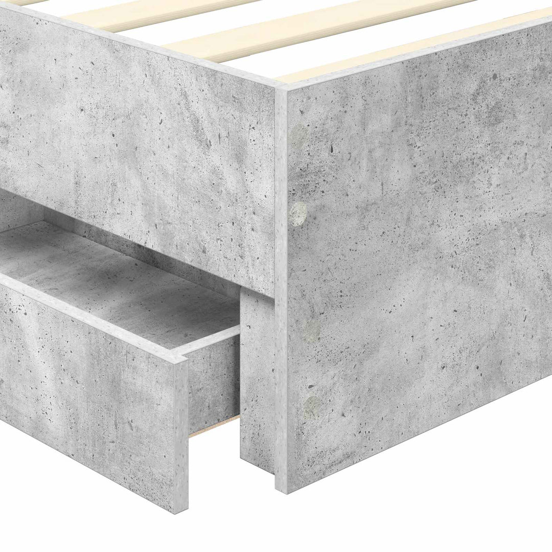 Sengestel med skuffe Beton Grå 75 x 190 cm Ingeniørtræ
