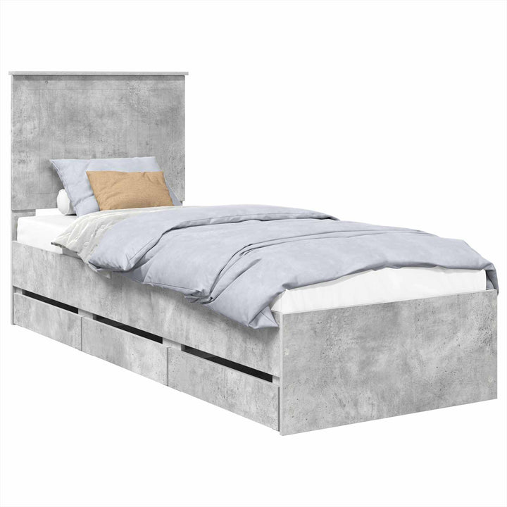 Sengestel med skuffe Beton Grå 75 x 190 cm Ingeniørtræ