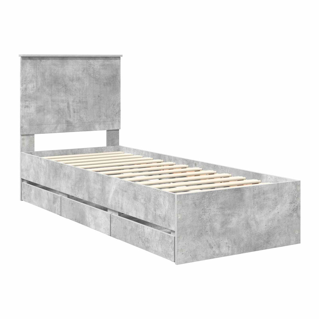 Sengestel med skuffe Beton Grå 75 x 190 cm Ingeniørtræ