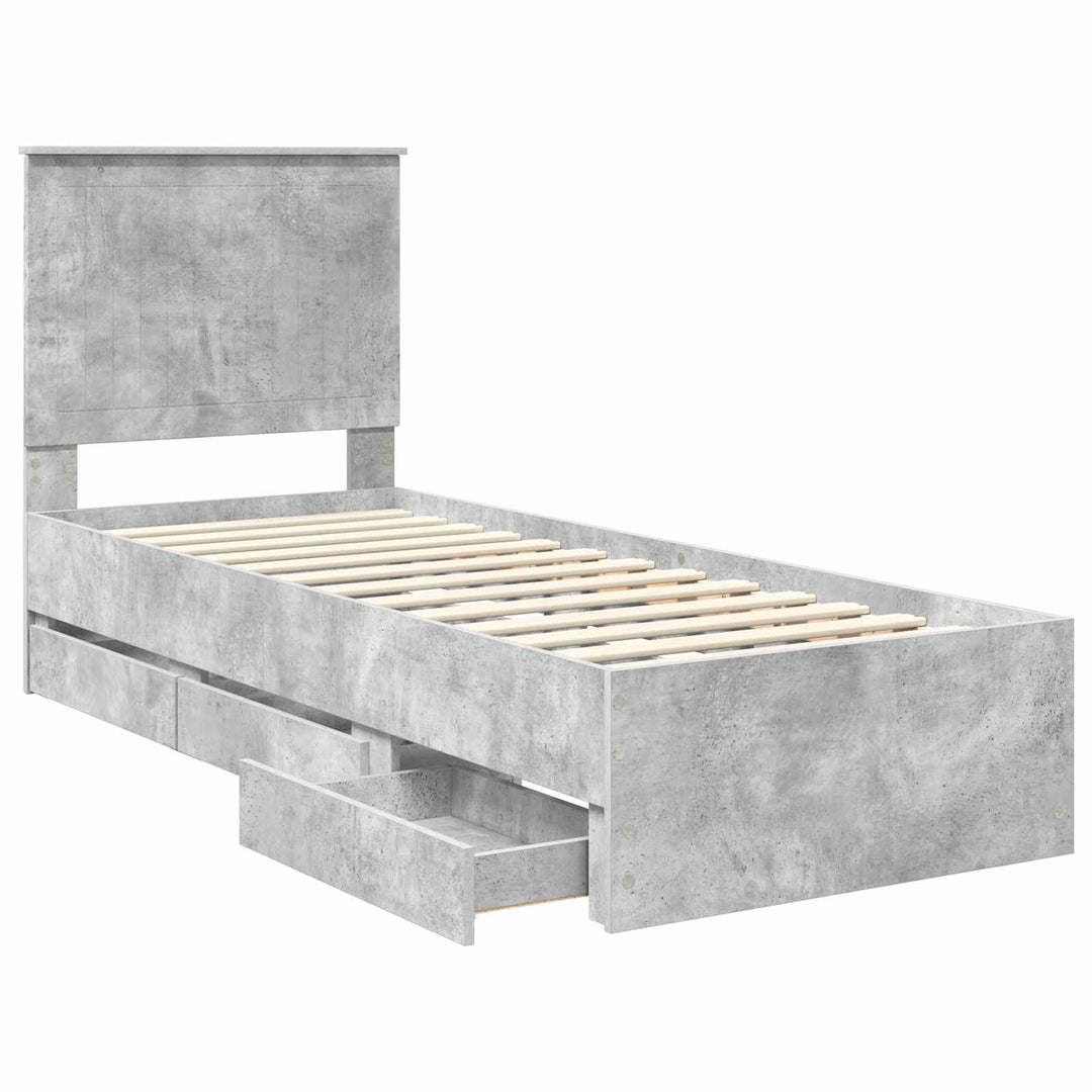 Sengestel med skuffe Beton Grå 75 x 190 cm Ingeniørtræ