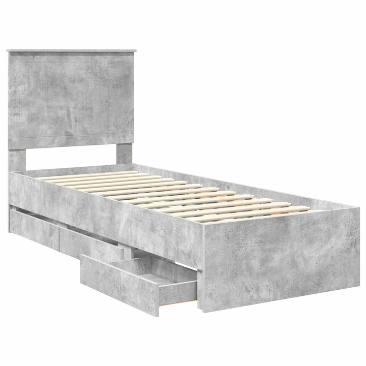 Sengestel med skuffe Beton Grå 75 x 190 cm Ingeniørtræ
