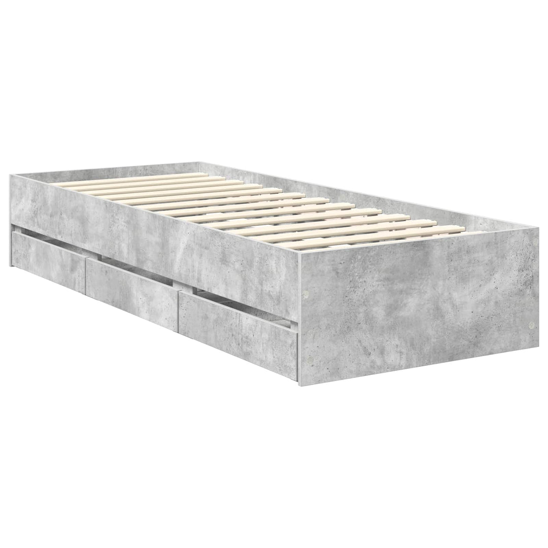 Sengestel med skuffe Beton Grå 75 x 190 cm Ingeniørtræ