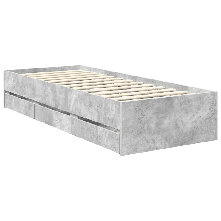 Sengestel med skuffe Beton Grå 75 x 190 cm Ingeniørtræ
