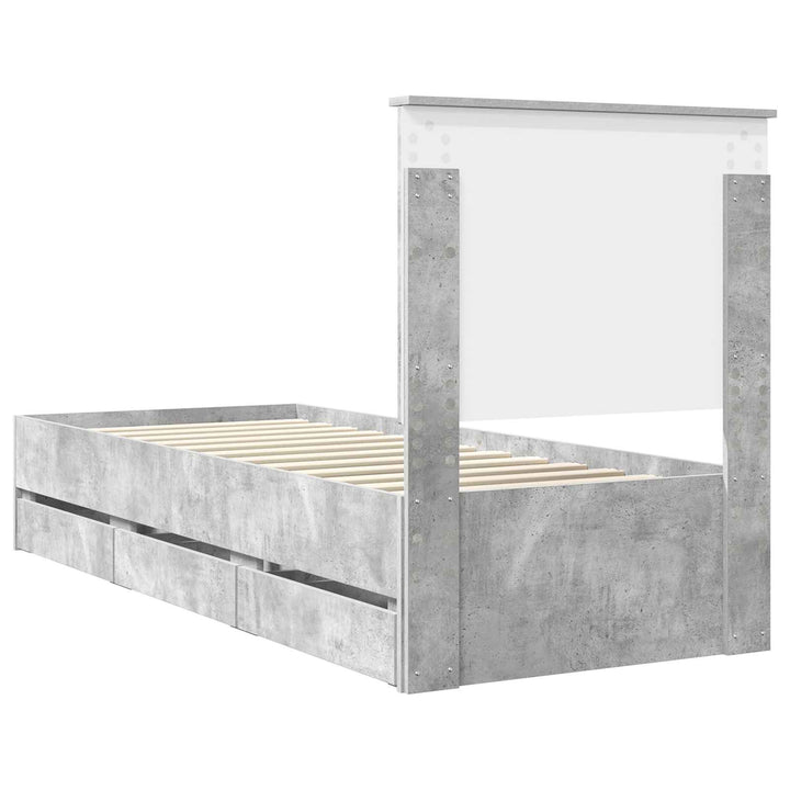 Sengestel med skuffe Beton Grå 75 x 190 cm Ingeniørtræ