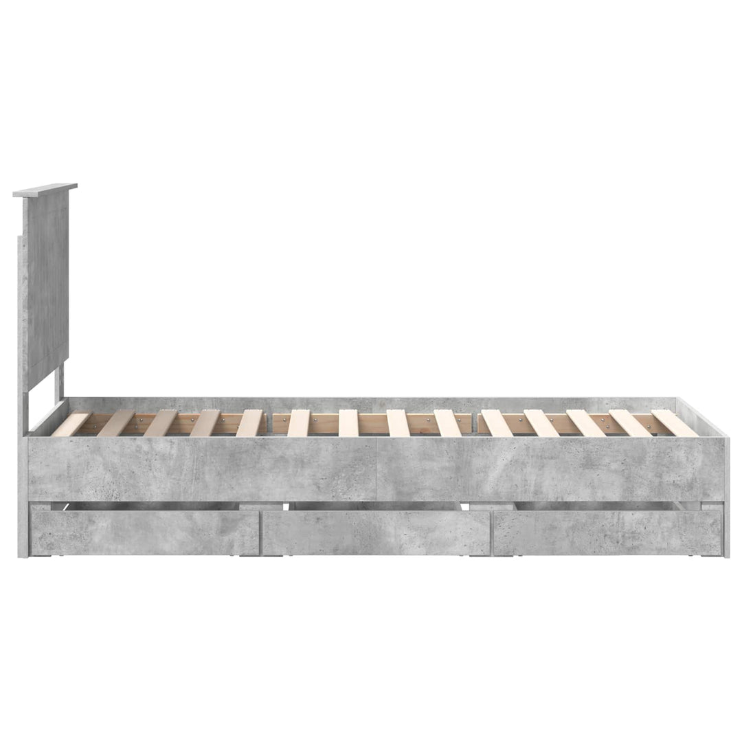 Sengestel med skuffe Beton Grå 75 x 190 cm Ingeniørtræ