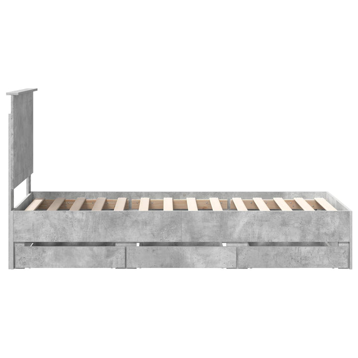 Sengestel med skuffe Beton Grå 75 x 190 cm Ingeniørtræ