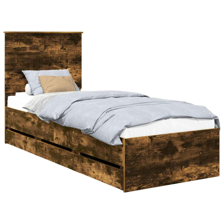 Sengestel med skuffe Røget eg 75 x 190 cm Ingeniørtræ