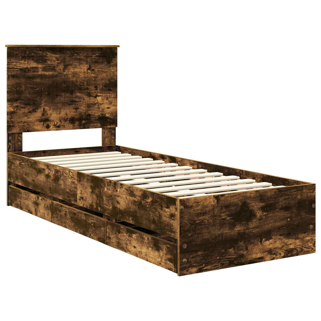 Sengestel med skuffe Røget eg 75 x 190 cm Ingeniørtræ