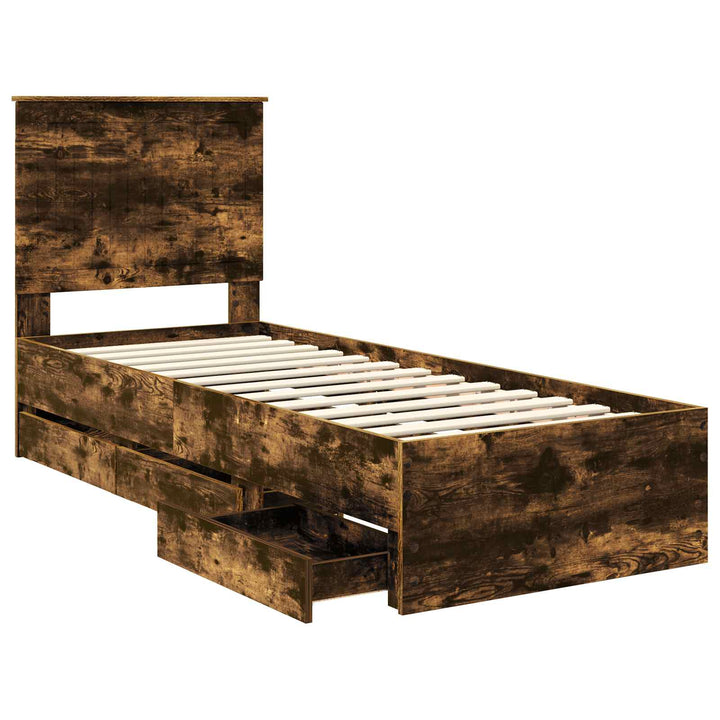 Sengestel med skuffe Røget eg 75 x 190 cm Ingeniørtræ