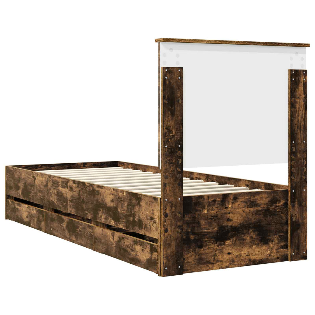 Sengestel med skuffe Røget eg 75 x 190 cm Ingeniørtræ