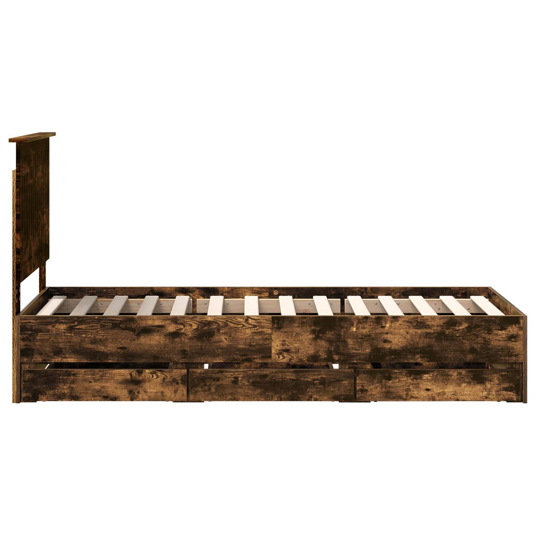 Sengestel med skuffe Røget eg 75 x 190 cm Ingeniørtræ