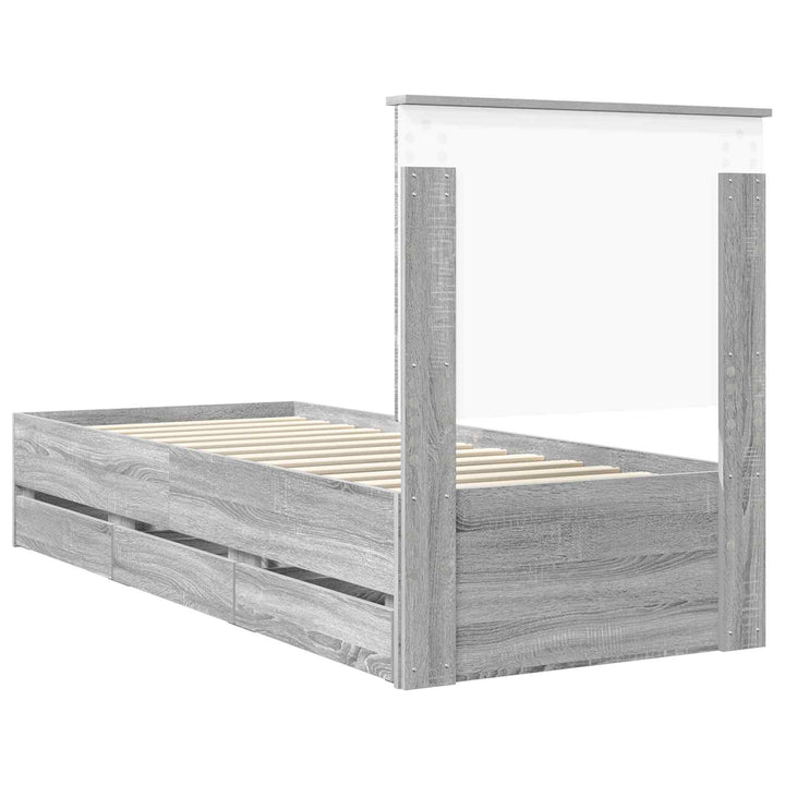 Sengestel med skuffe Grå Sonoma 75 x 190 cm Ingeniørtræ