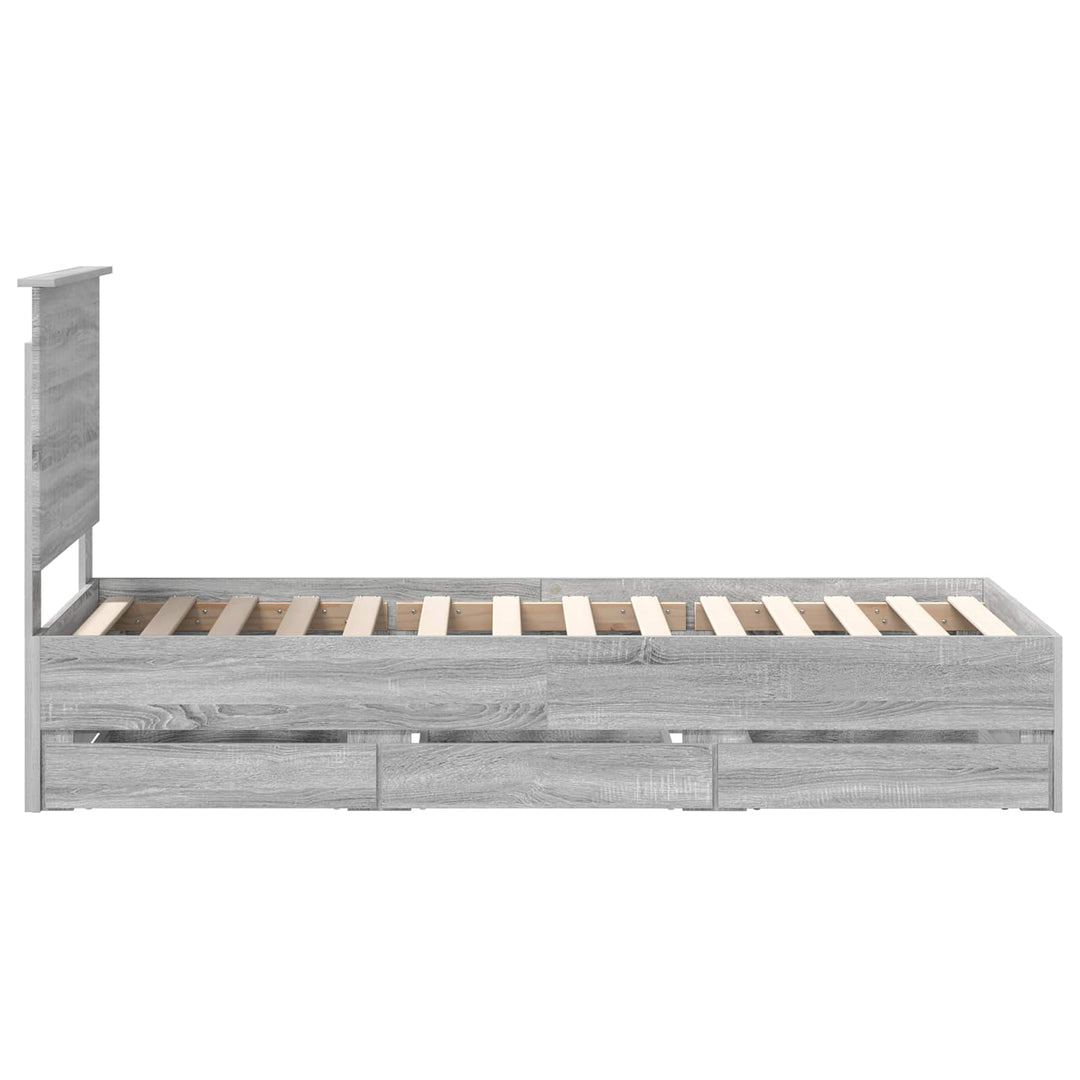 Sengestel med skuffe Grå Sonoma 75 x 190 cm Ingeniørtræ