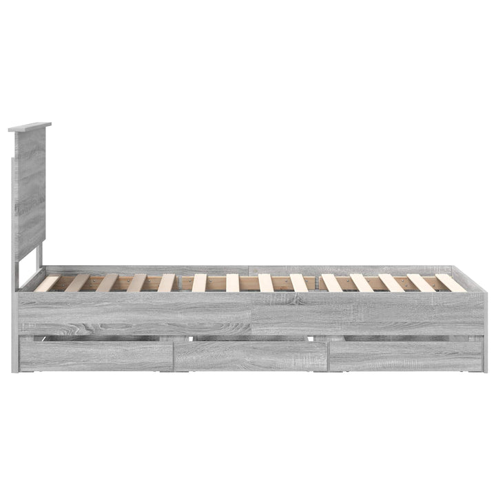 Sengestel med skuffe Grå Sonoma 75 x 190 cm Ingeniørtræ