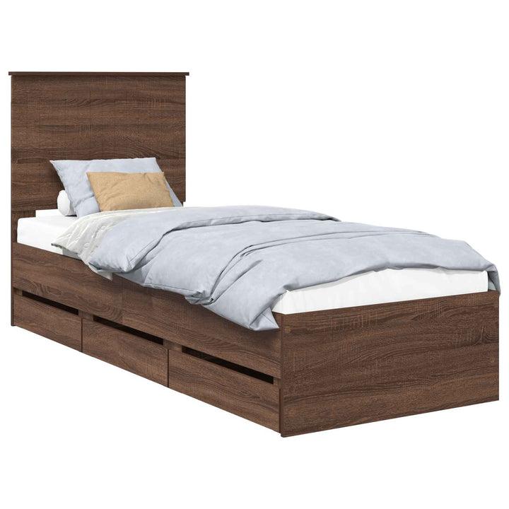 Sengestel med skuffe Brun eg 75 x 190 cm Ingeniørtræ