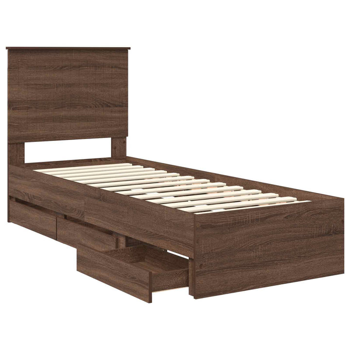 Sengestel med skuffe Brun eg 75 x 190 cm Ingeniørtræ