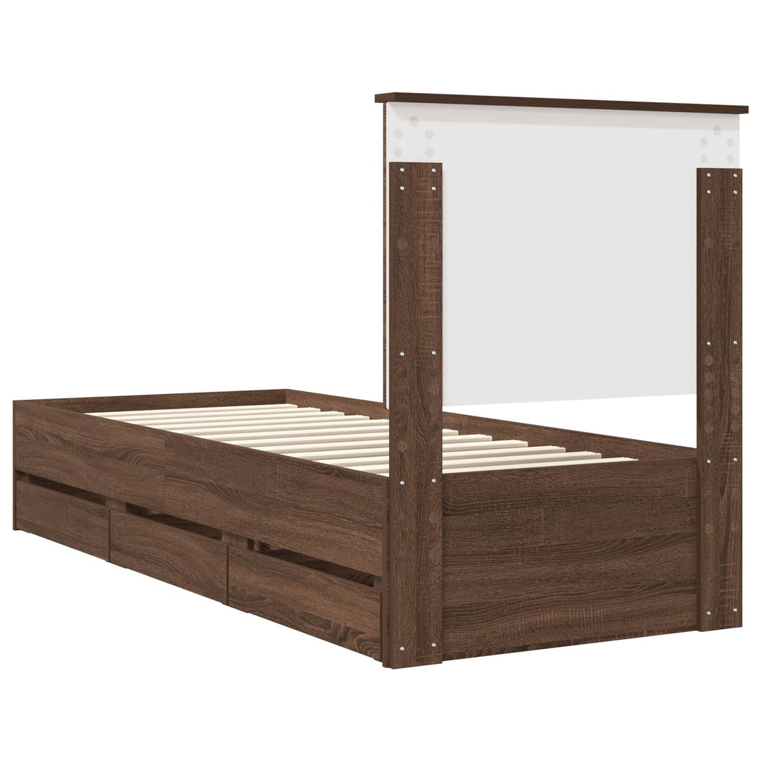 Sengestel med skuffe Brun eg 75 x 190 cm Ingeniørtræ
