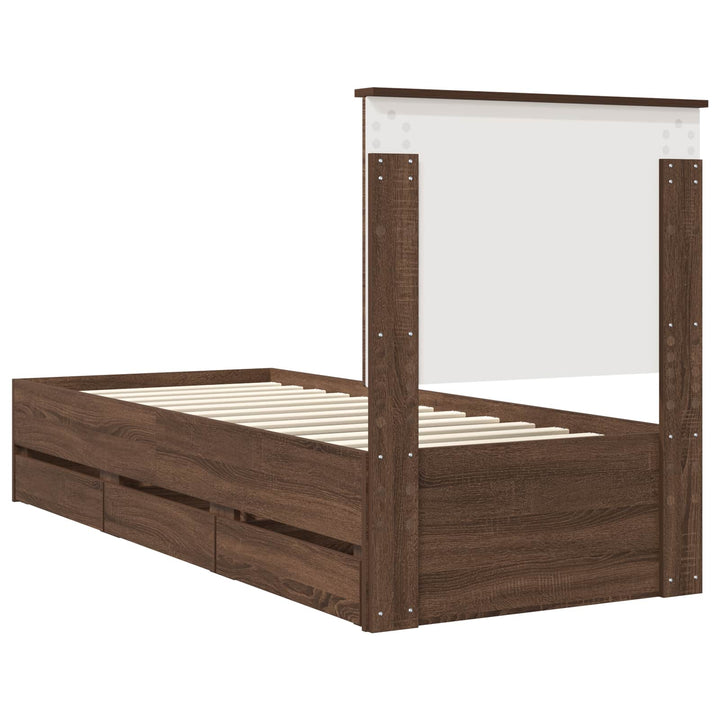 Sengestel med skuffe Brun eg 75 x 190 cm Ingeniørtræ