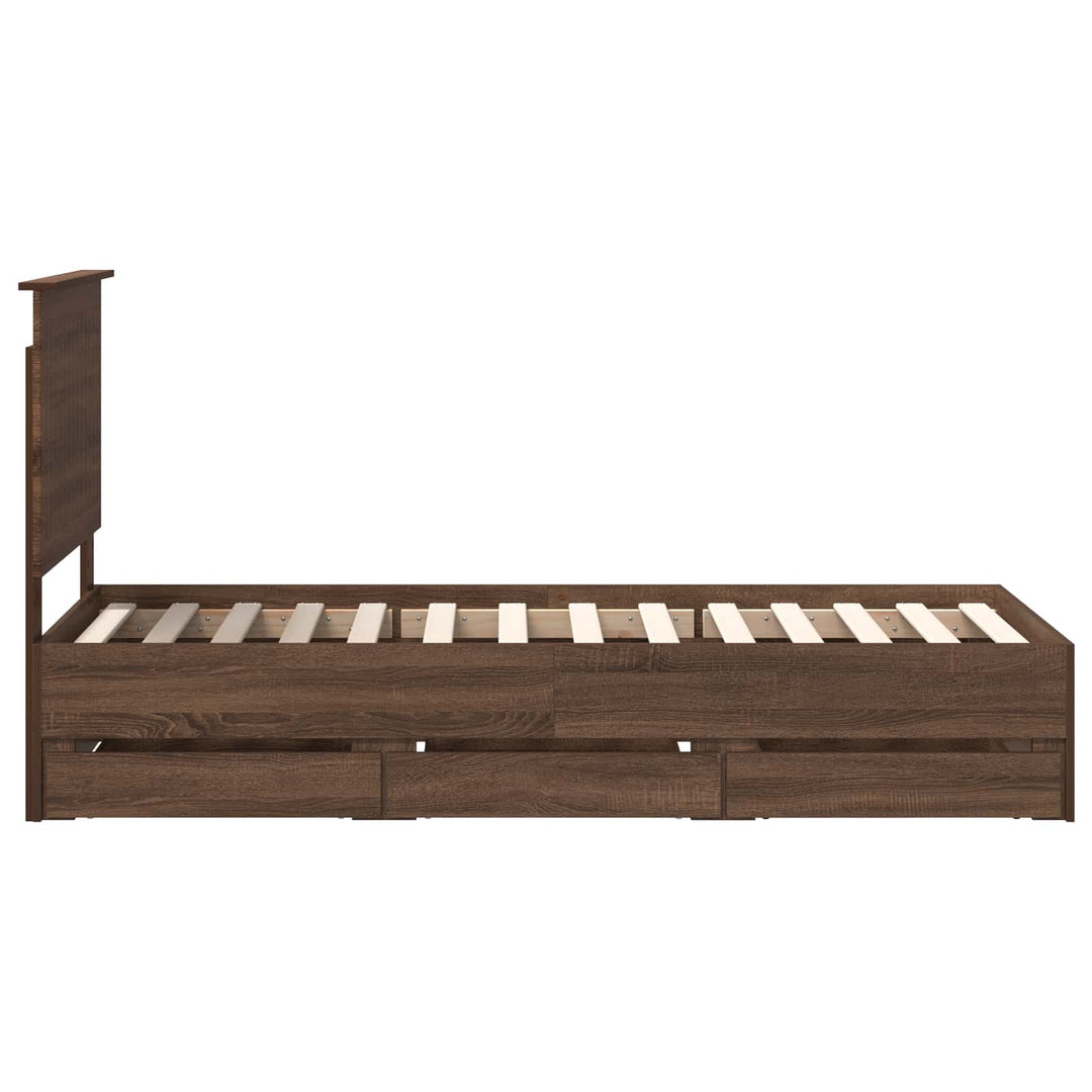 Sengestel med skuffe Brun eg 75 x 190 cm Ingeniørtræ