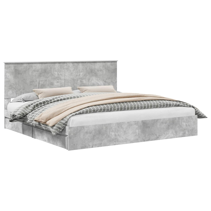 Opbevaringsseng Beton Grå 200 x 200 cm Konstrueret træ