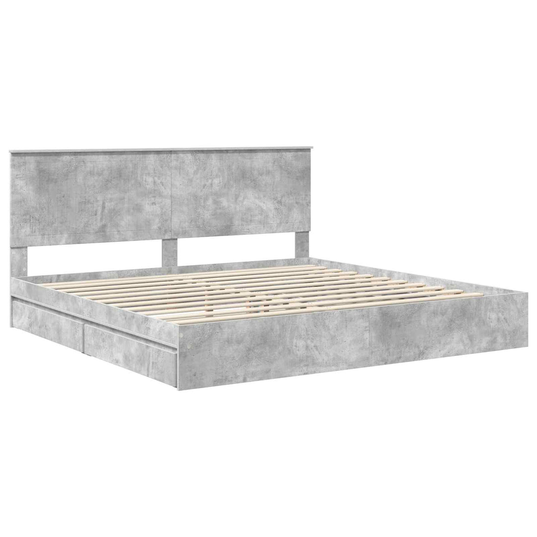 Opbevaringsseng Beton Grå 200 x 200 cm Konstrueret træ